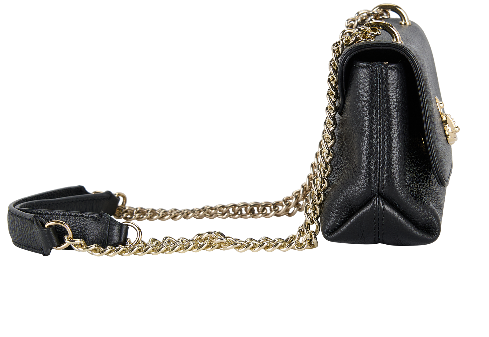 Small Balmoral Bag, &pound;150, Handbags, Black, Leather, Side view